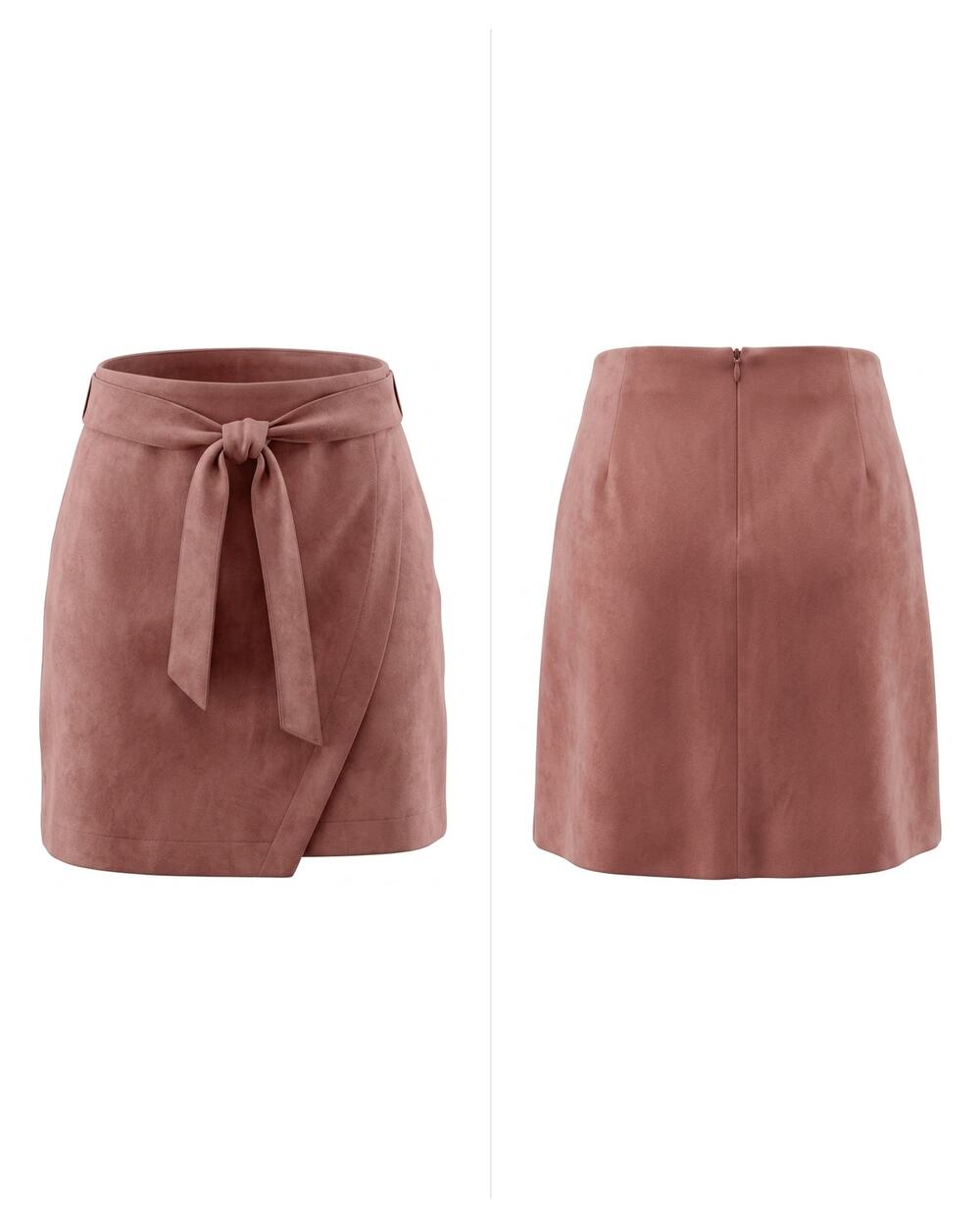 Loft Faux Suede Wrap Belted Mini Skirt Solid Women Size 6